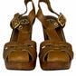 Tory Burch Brown Leather Wooden Platform Pump Size 6.5