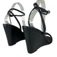 PAIGE Black Sami Ankle Strap Wedge Size 9.5