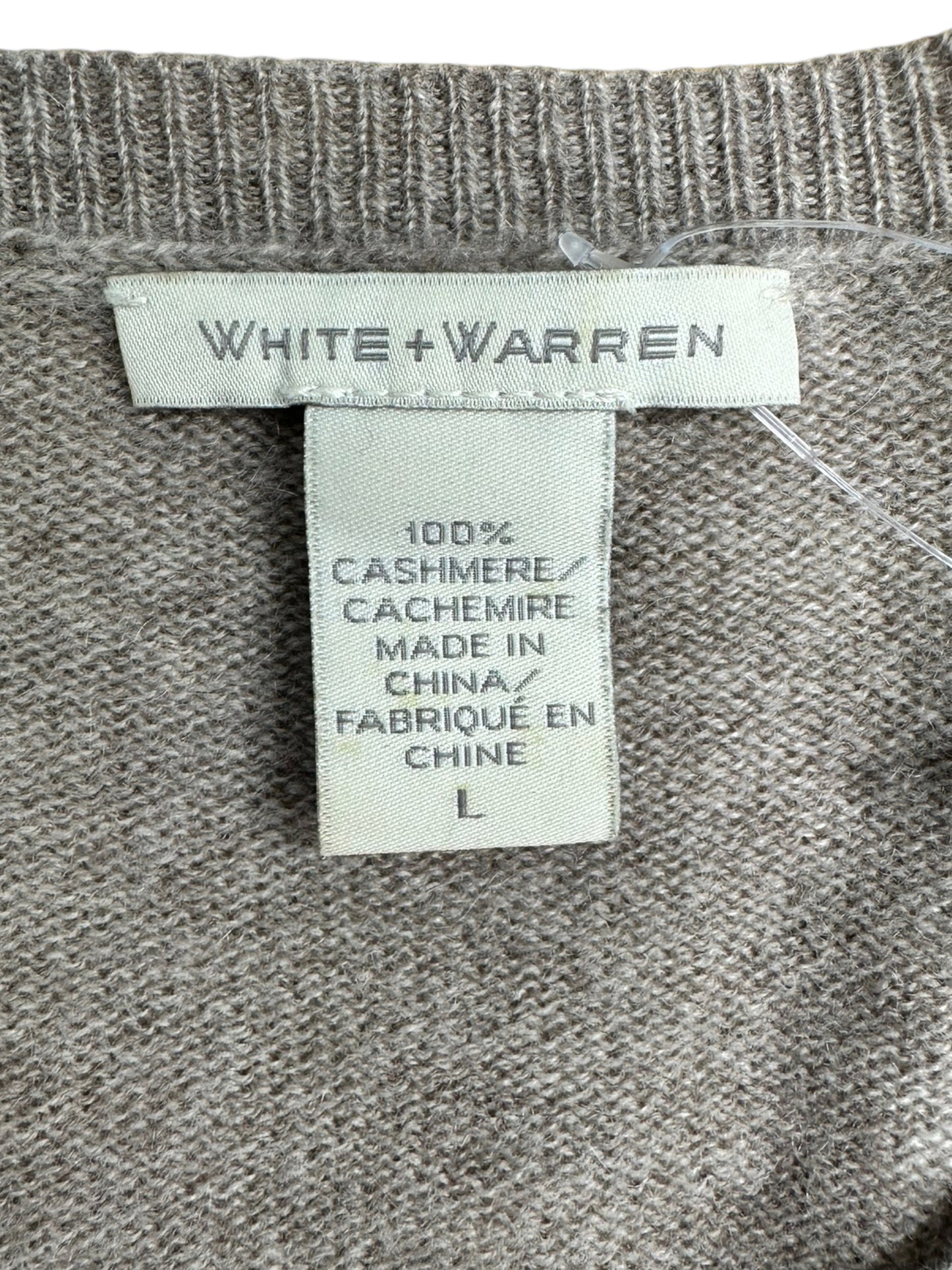 WHITE + WARREN 100% Cashmere Tan Sweater Size L