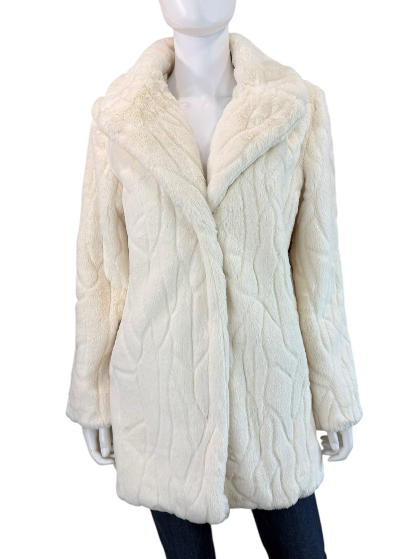 Rachel Zoe Cream Faux Fur Coat Size M