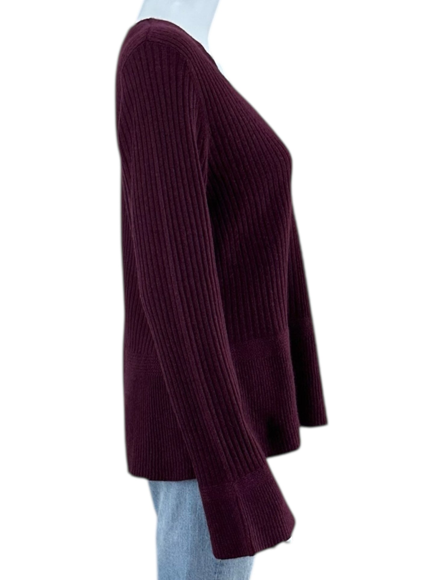 Talbots 100% Cashmere Merlot Ribbed Sweater Size M