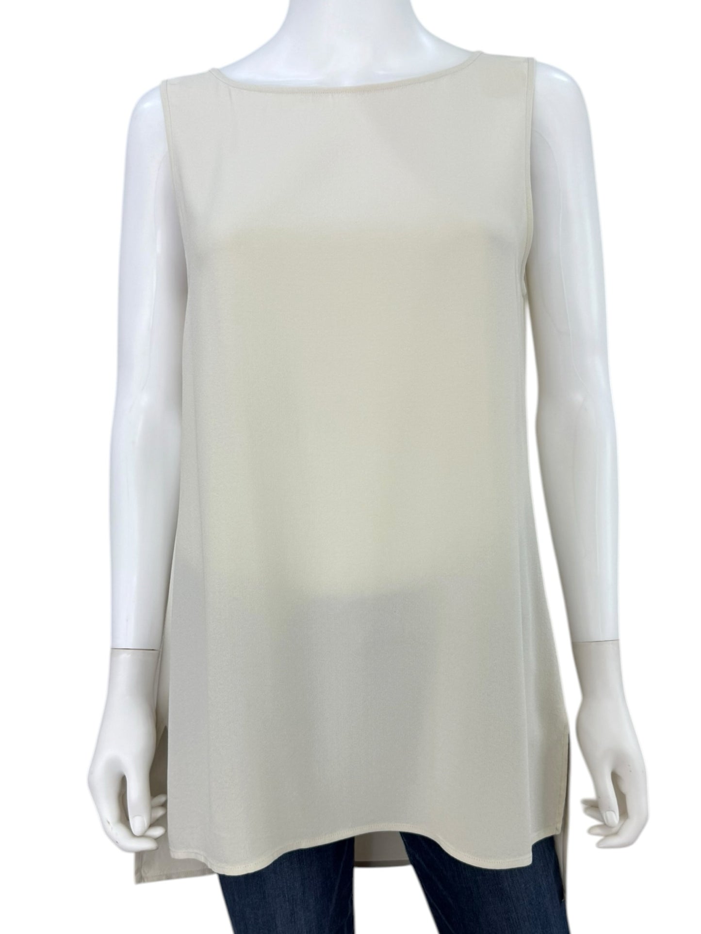 EILEEN FISHER Cream 100% Silk Tunic Size S