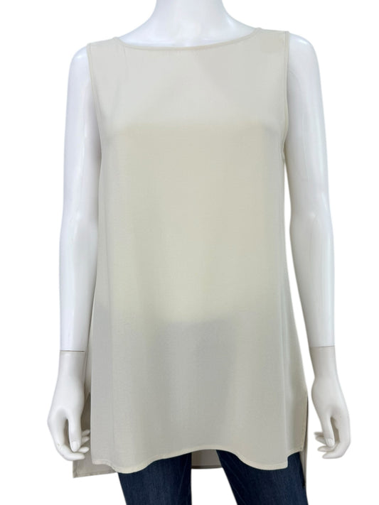 EILEEN FISHER Cream 100% Silk Tunic Size S
