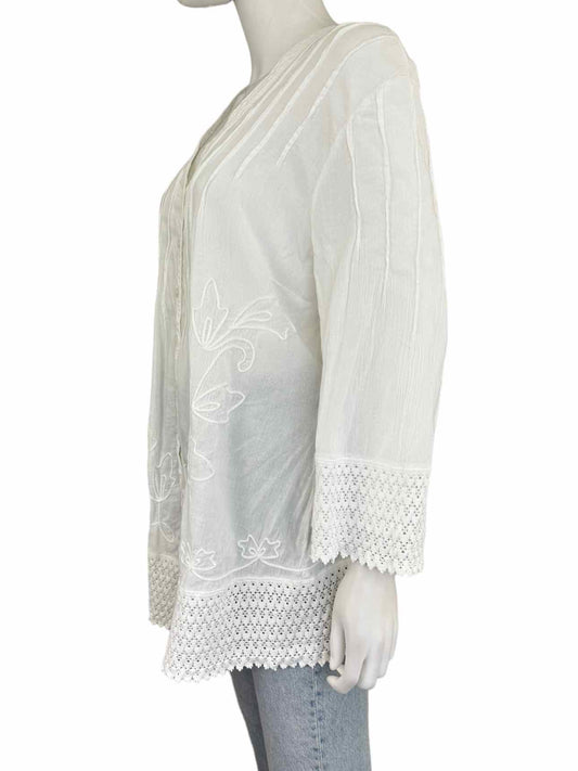 Gretty Zuegar 100% Cotton White Blouse Size L