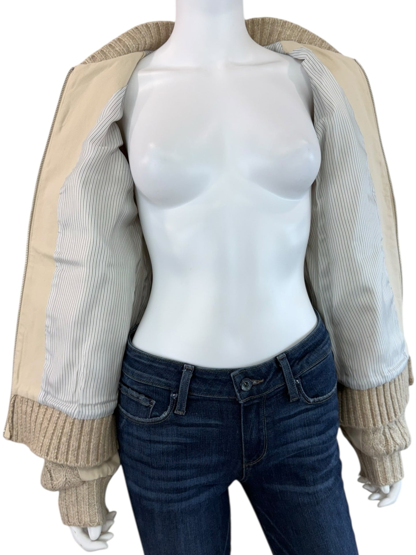 Anthropologie NWT Beige Central Park West Myles Cable Knit Cardigan Sweater Size M