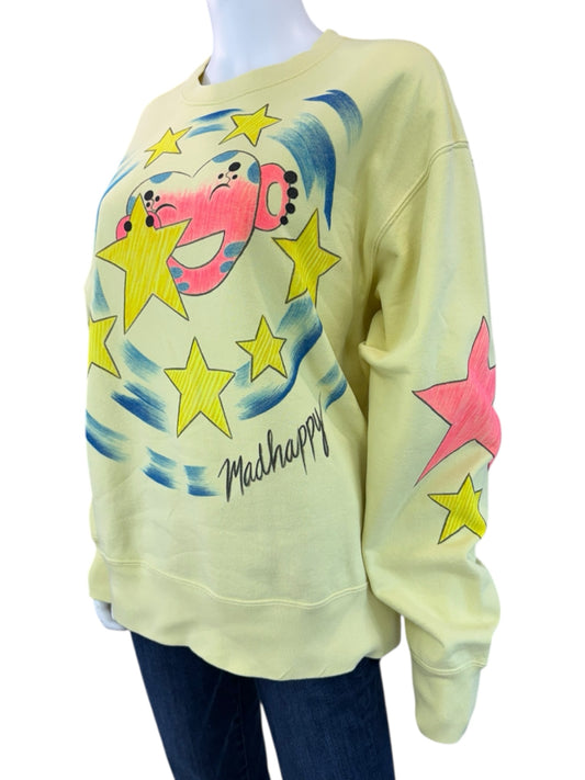 Madhappy Yellow Apple Pan Pie Fleece Sweat Shirt Size S