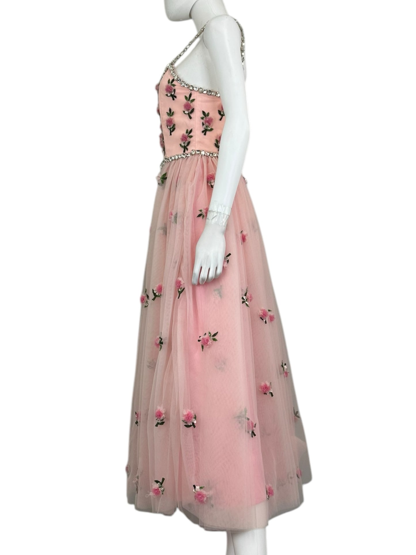alice & olivia NWT Pink Rosette Maxi Dress Size 4