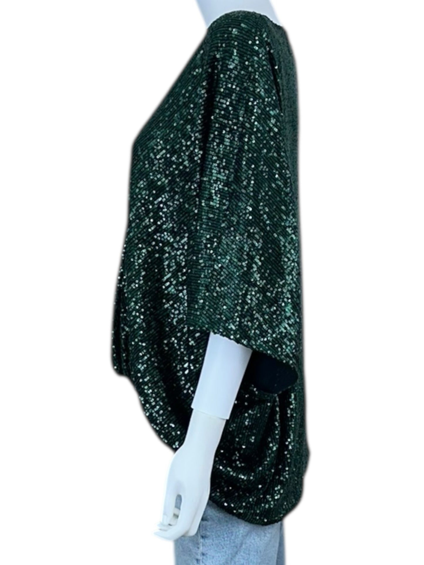 TRINA TURK Green Sequin Blouse Size XL