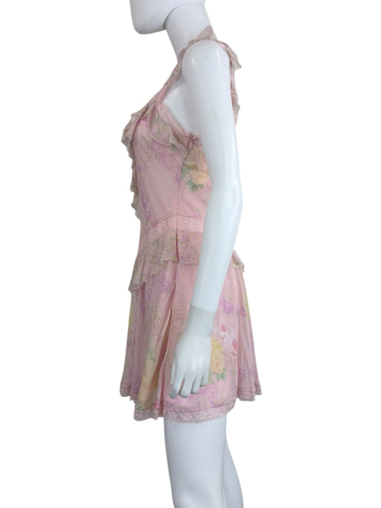 LOVE SHACK FANCY NWT Pink Floral Print Serima Dress Size XS