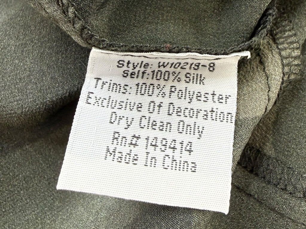 Johnny Was 100% Silk Green Camo Laila Paris Blouse Size S