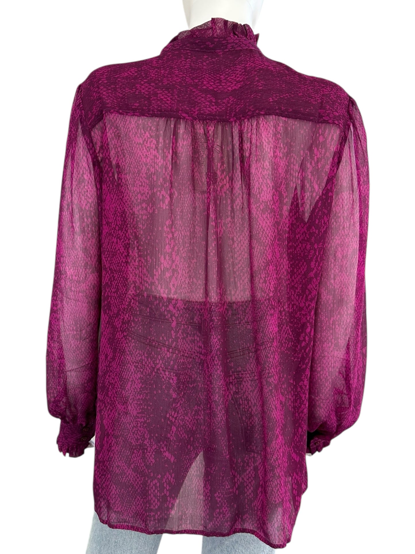 Chico's NWT Purple Ridge Reptile  Print Blouse Size L