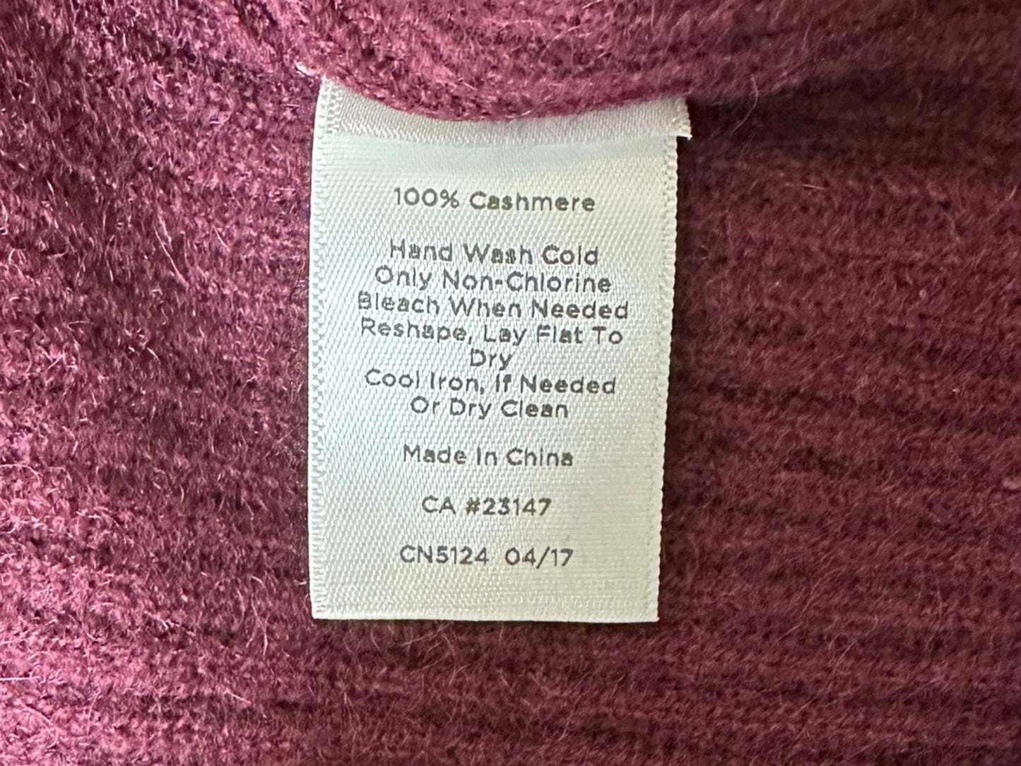 Talbots 100% Cashmere Merlot Ribbed Sweater Size M