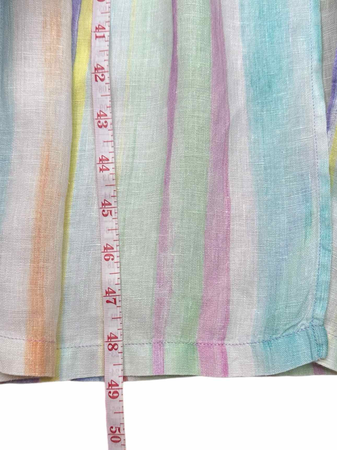 120% Lino Pastel Striped Shirt Dress Size 44