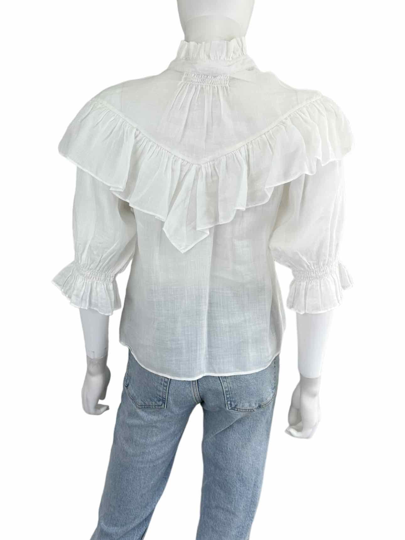 FRAME White Ruffle Blouse Size S