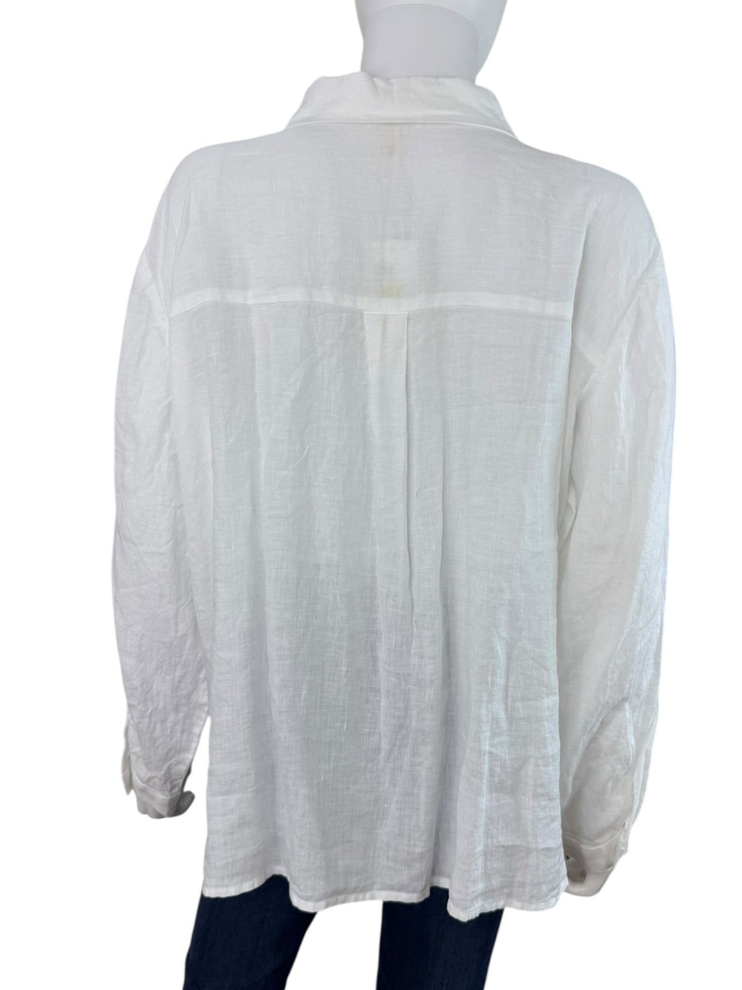 EILEEN FISHER NWT White 100% Linen Button-Down Shirt Size 1X