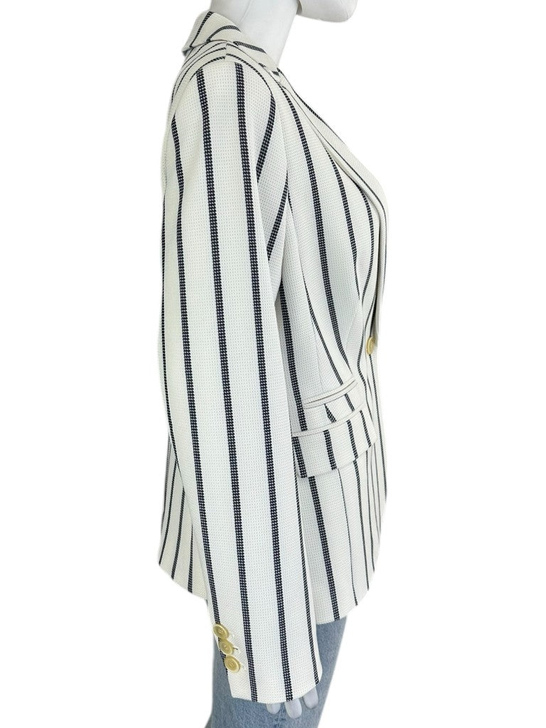 Talbots NWT White & Navy Vertical Stripe Blazer Size 8