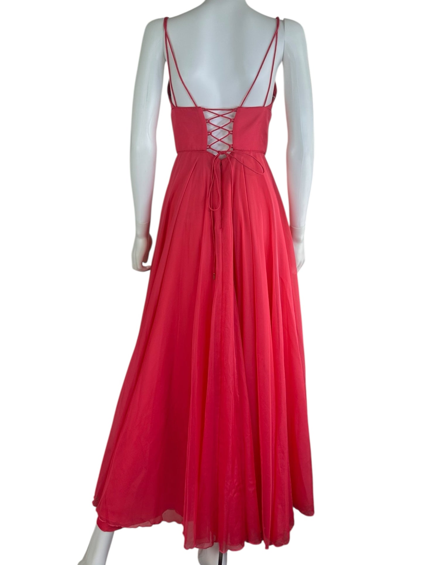 Sherri Hill Coral Formal Maxi Dress Size 8