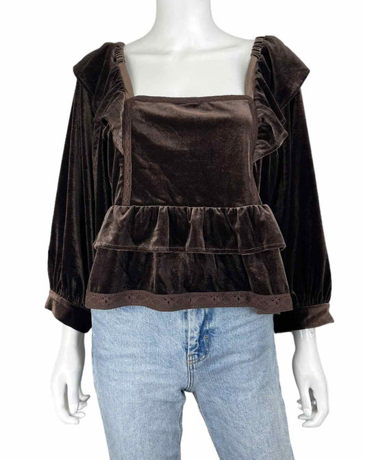 Saltwater Luxe NWT Brown Velvet Cruz Top Size L