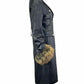 Leishida Black Leather Fox Trim Coat Size M