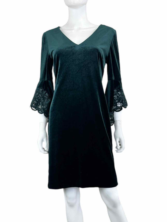 TAHARI Green Velvet Midi Cocktail Dress Size 4