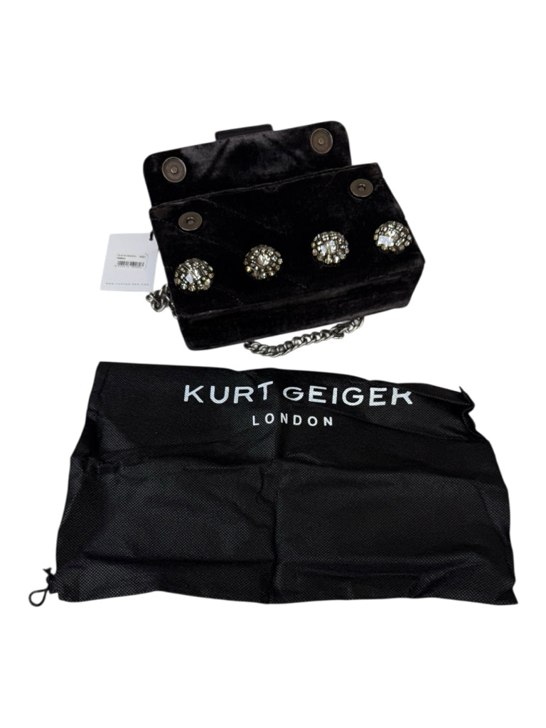 KURT GEIGER NWT Black Velvet Mini Kensington Crossbody Purse