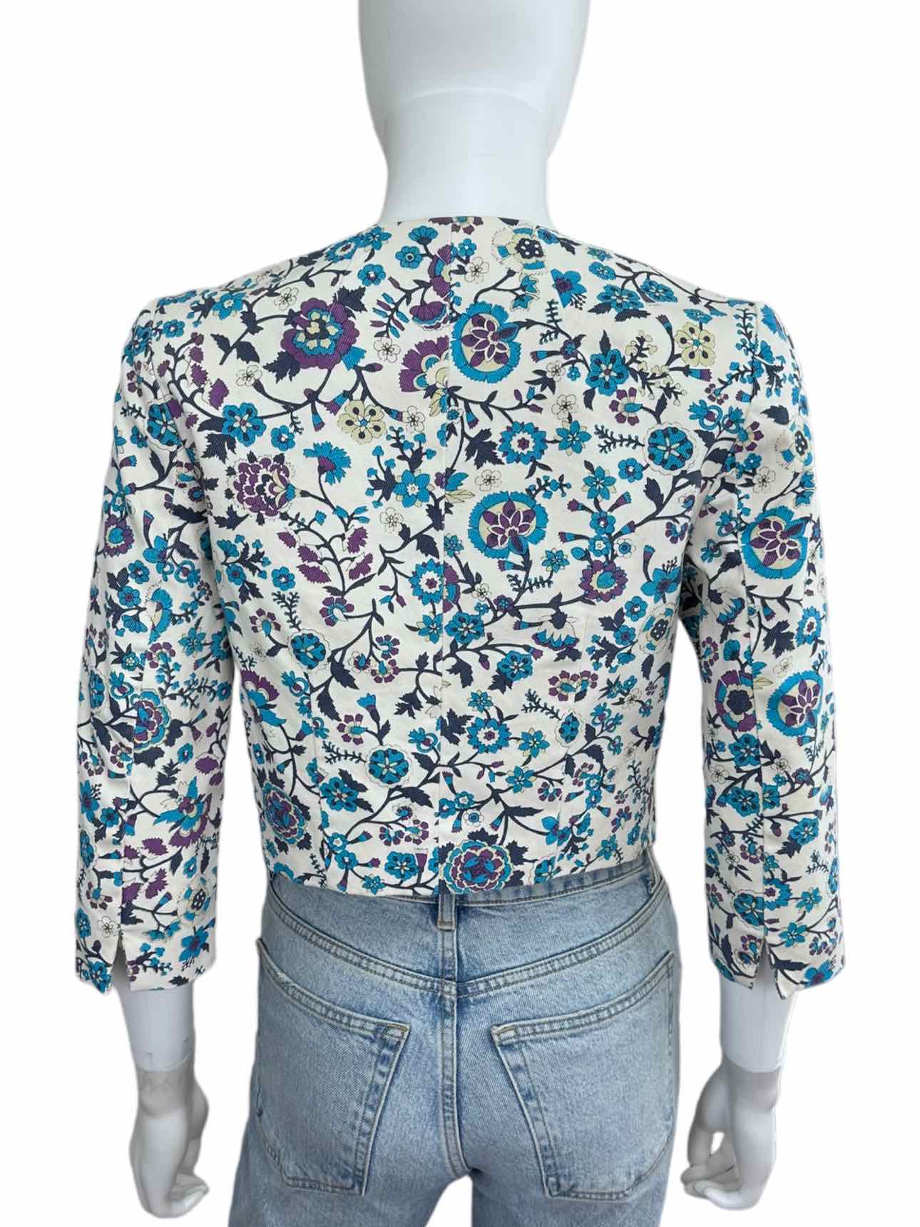 elevenses Cropped Floral Print Jacket Size 2