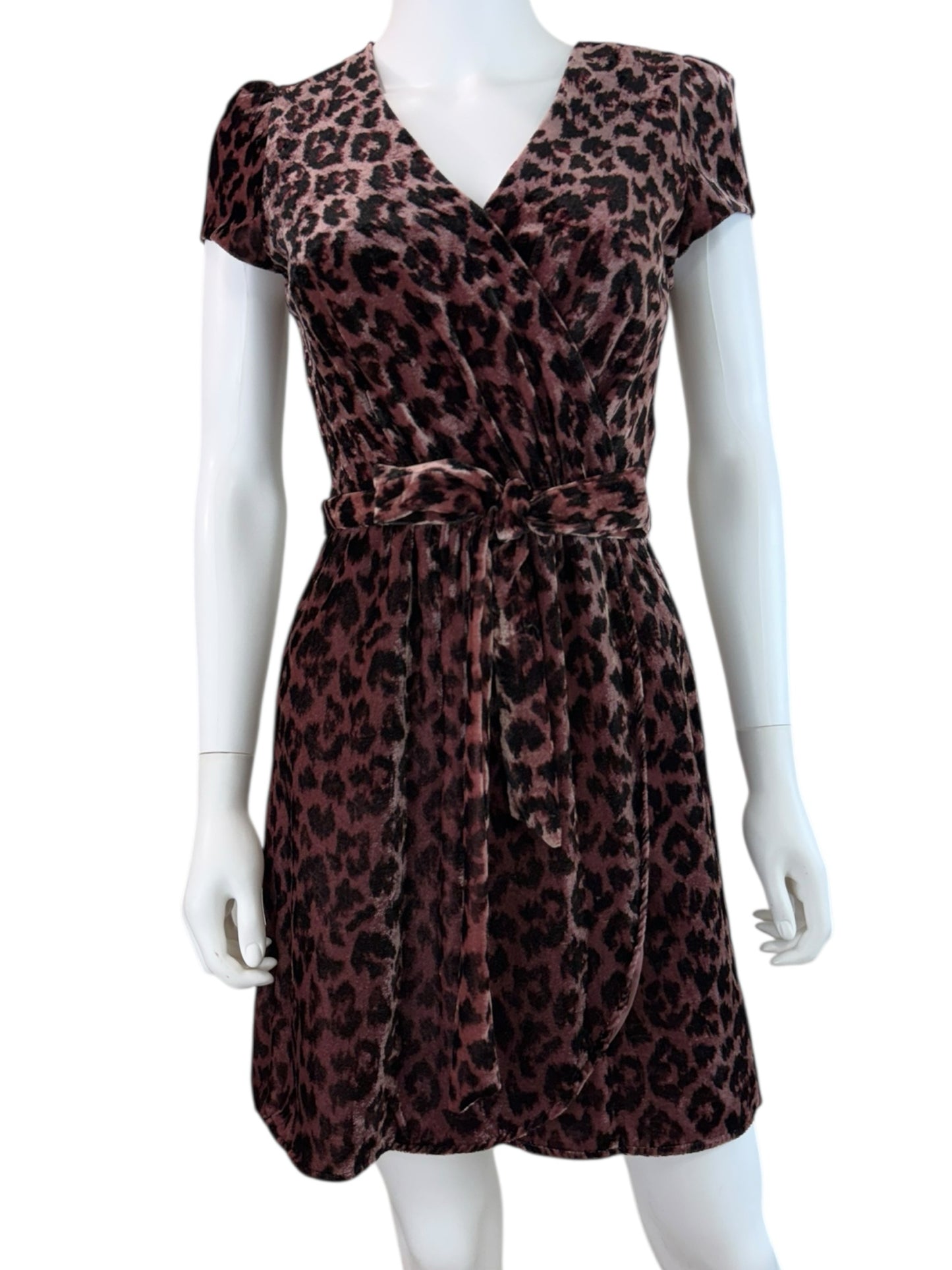 J. Crew Faux Wrap Mini Dress in Rose Leopard Size 0