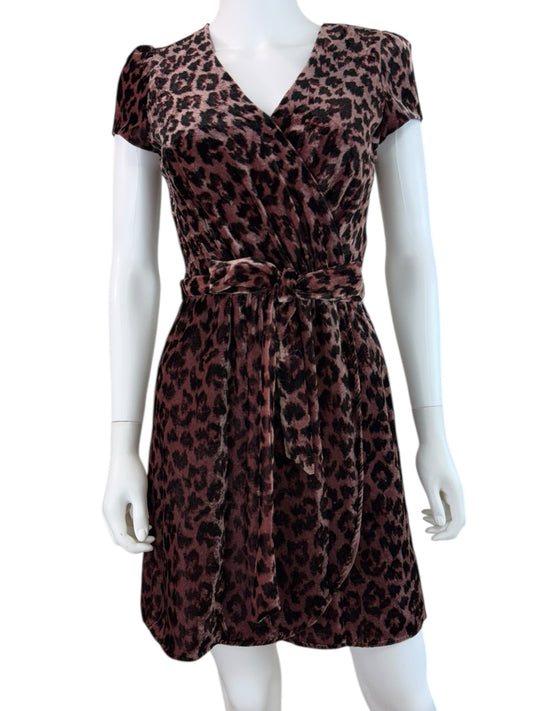 J. Crew Faux Wrap Mini Dress in Rose Leopard Size 0