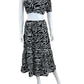 Rails Black Zebra Evy One Shoulder Cropped Top & Skirt Size XS