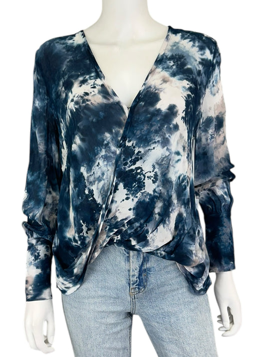 NWT young fabulous & broke Blue Tie Dye Blouse Size M