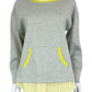 tru luxe Gray and Yellow Contrast Knit Top Size M