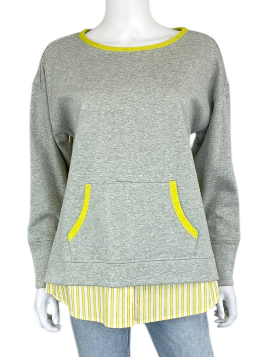 tru luxe Gray and Yellow Contrast Knit Top Size M