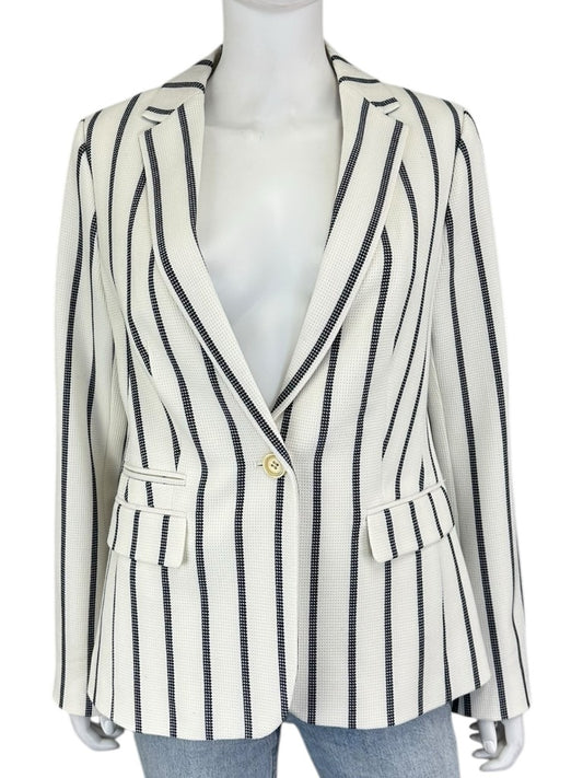 Talbots NWT White & Navy Vertical Stripe Blazer Size 8