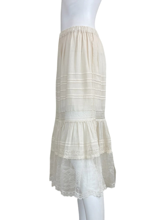 Spell Cream Organic Cotton Teodora Lace Midi Skirt Size S