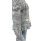 MILLY Tweed Fringe Trim Sweater Cardigan Jacket Size L