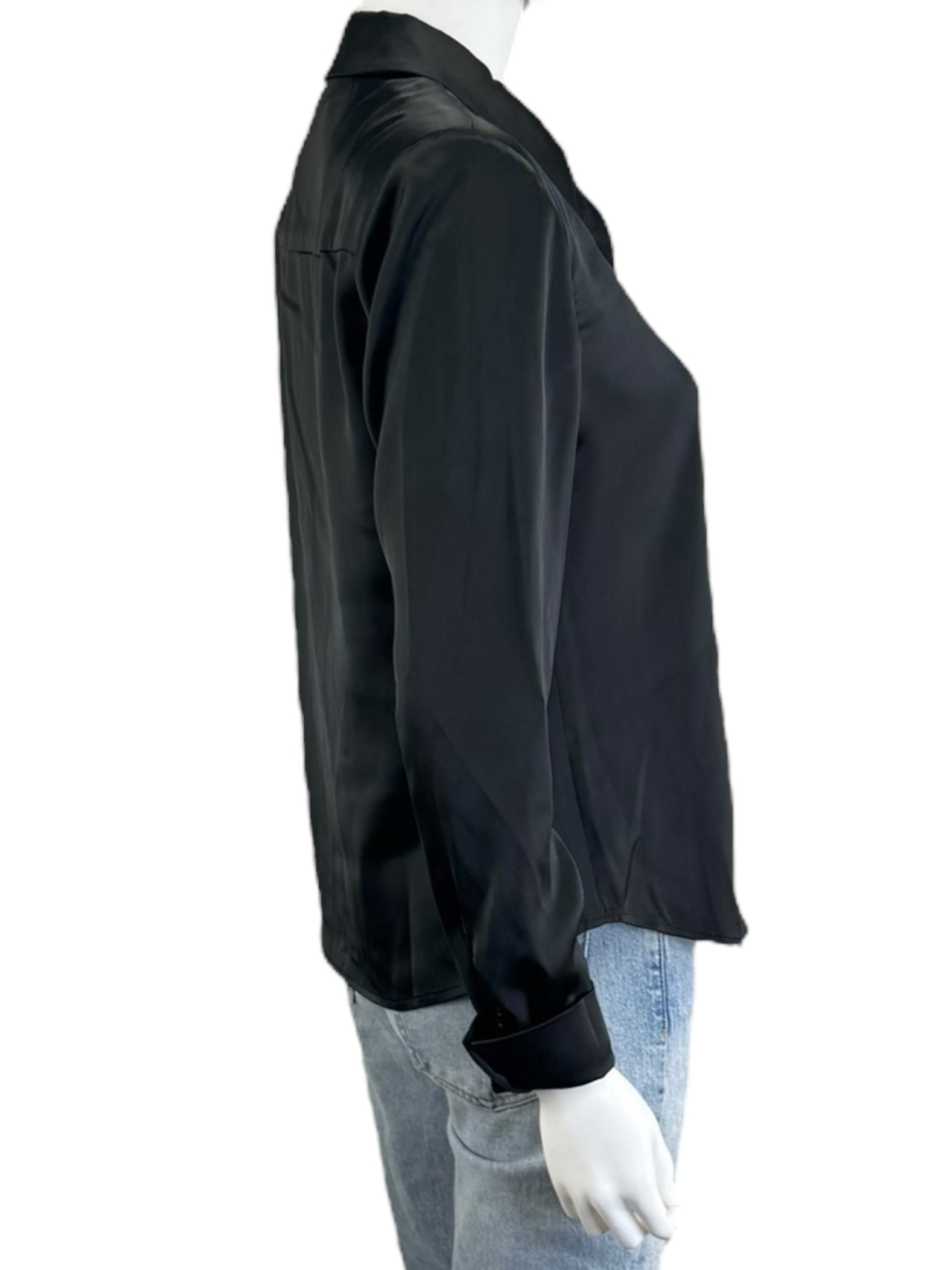STEVE MADDEN NWT Black Satin ASA Button-down Size S