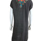 Johnny Was Charcoal 100% Linen Embroidered Dress Size M
