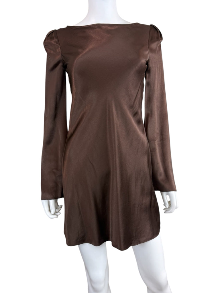 STONE COLD FOX x REVOLVE Brown Satin Basier Mini Dress Size XS