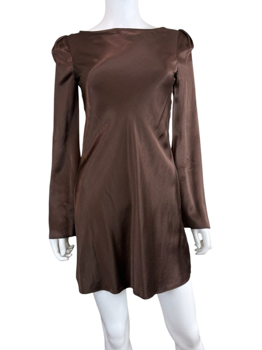 STONE COLD FOX x REVOLVE Brown Satin Basier Mini Dress Size XS