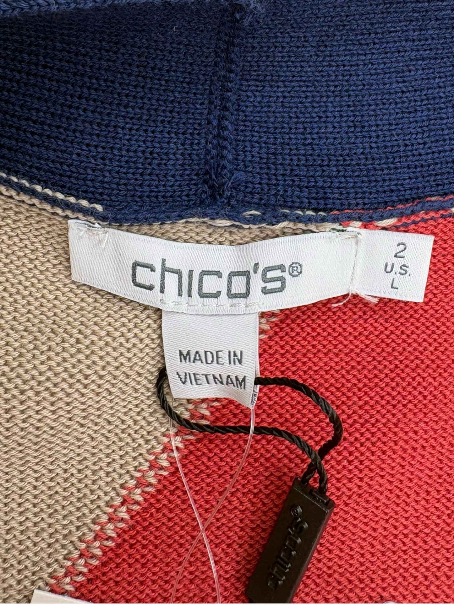 Chico's NWT Colorblock Sweater Cardigan Size L