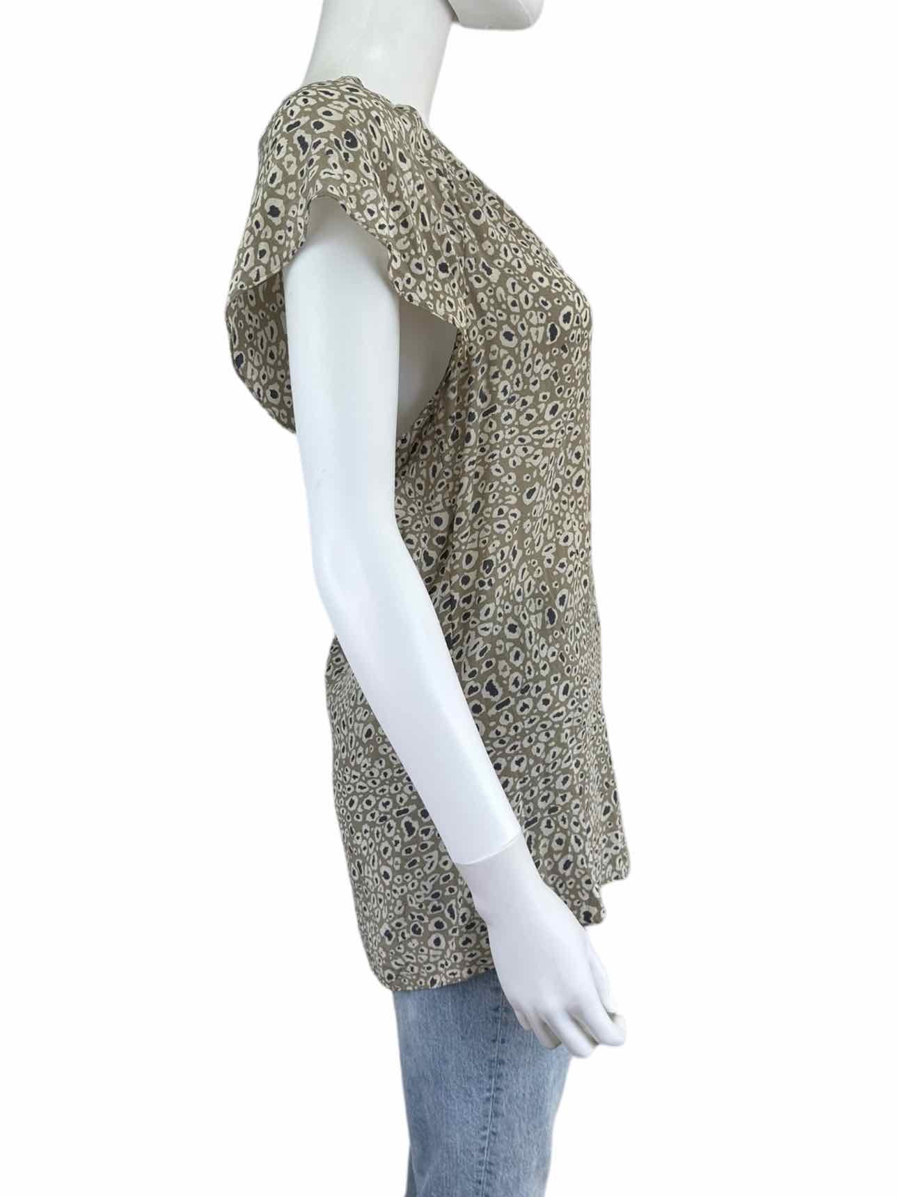 BANANA REPUBLIC Silk Taupe Spotted Blouse Size 14