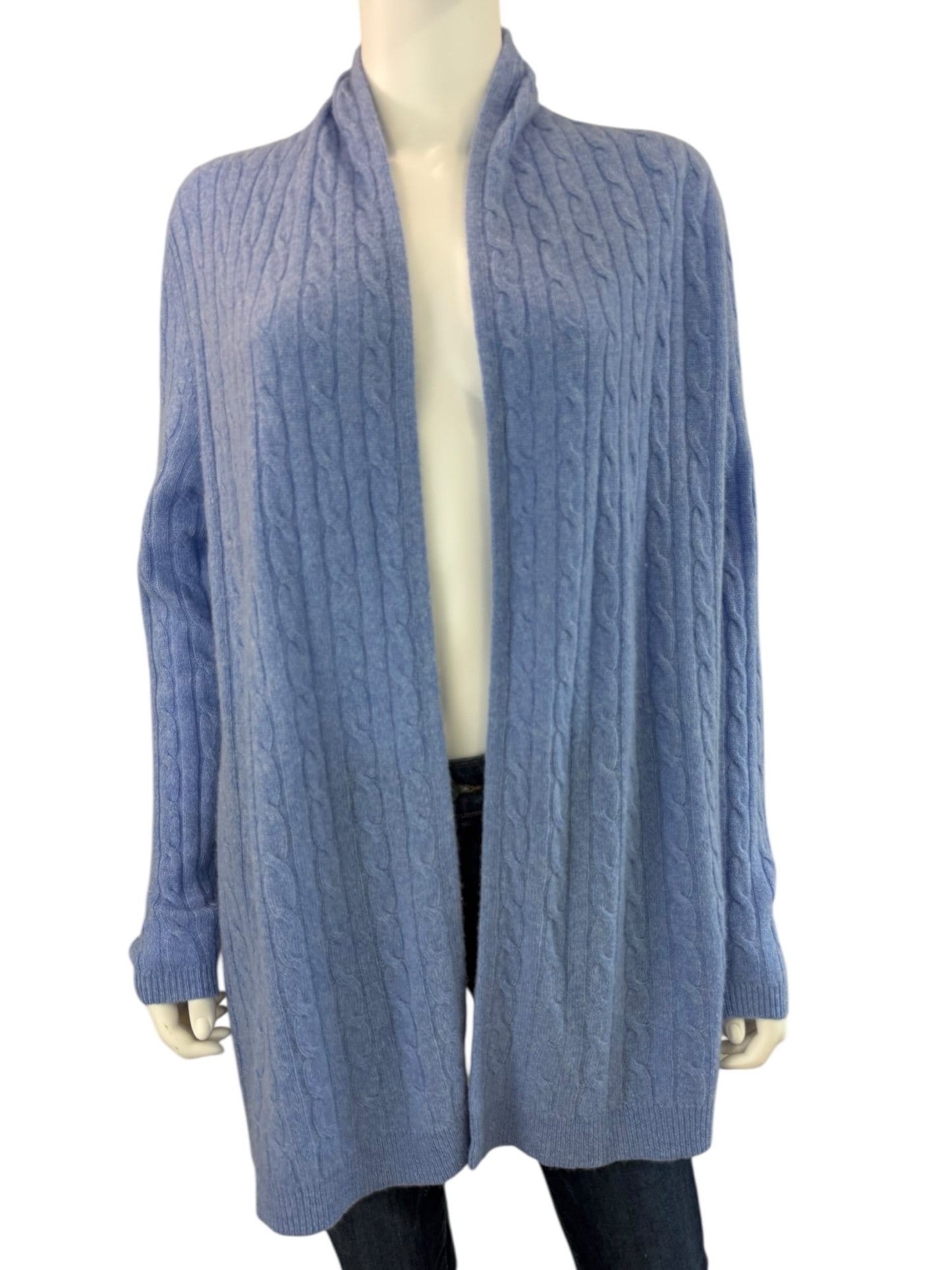 WHITE + WARREN Blue 100% Cashmere Sweater Cardigan Size L
