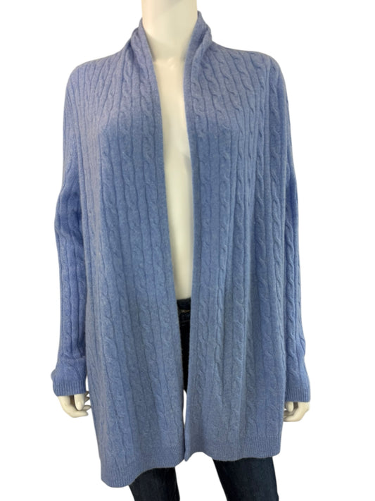 WHITE + WARREN Blue 100% Cashmere Sweater Cardigan Size L
