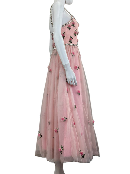 alice & olivia NWT Pink Rosette Maxi Dress Size 4