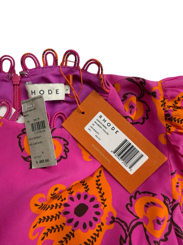 RHODE NWT Hot Pink Paisley Mini Workwear Dress Size 4