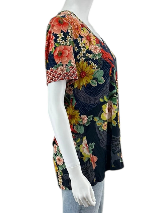 Johnny Was Floral Print Knit Top Size M