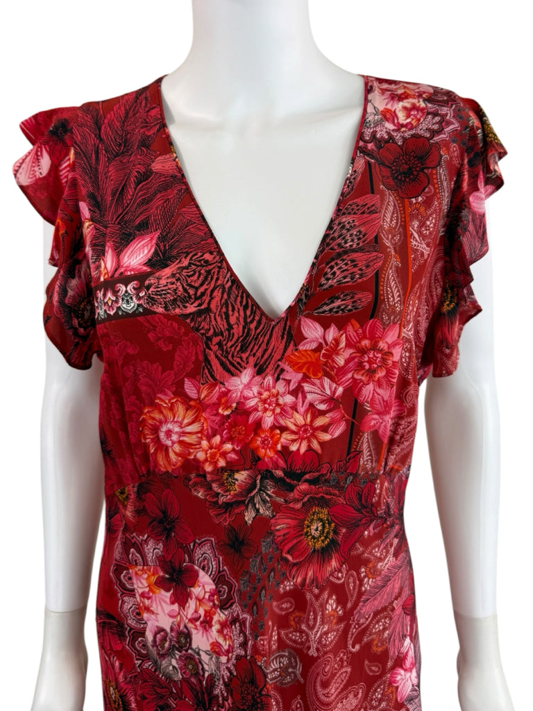 Robert Graham Red Floral Maxi Dress Size 12