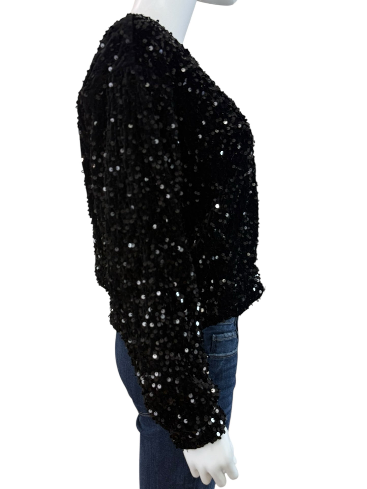 GEMMA + JANE NWT Black Sequin Bomber Jacket Size M