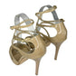 JIMMY CHOO Nude Patent Leather Azia 110MM Gladiator Sandals Size 40