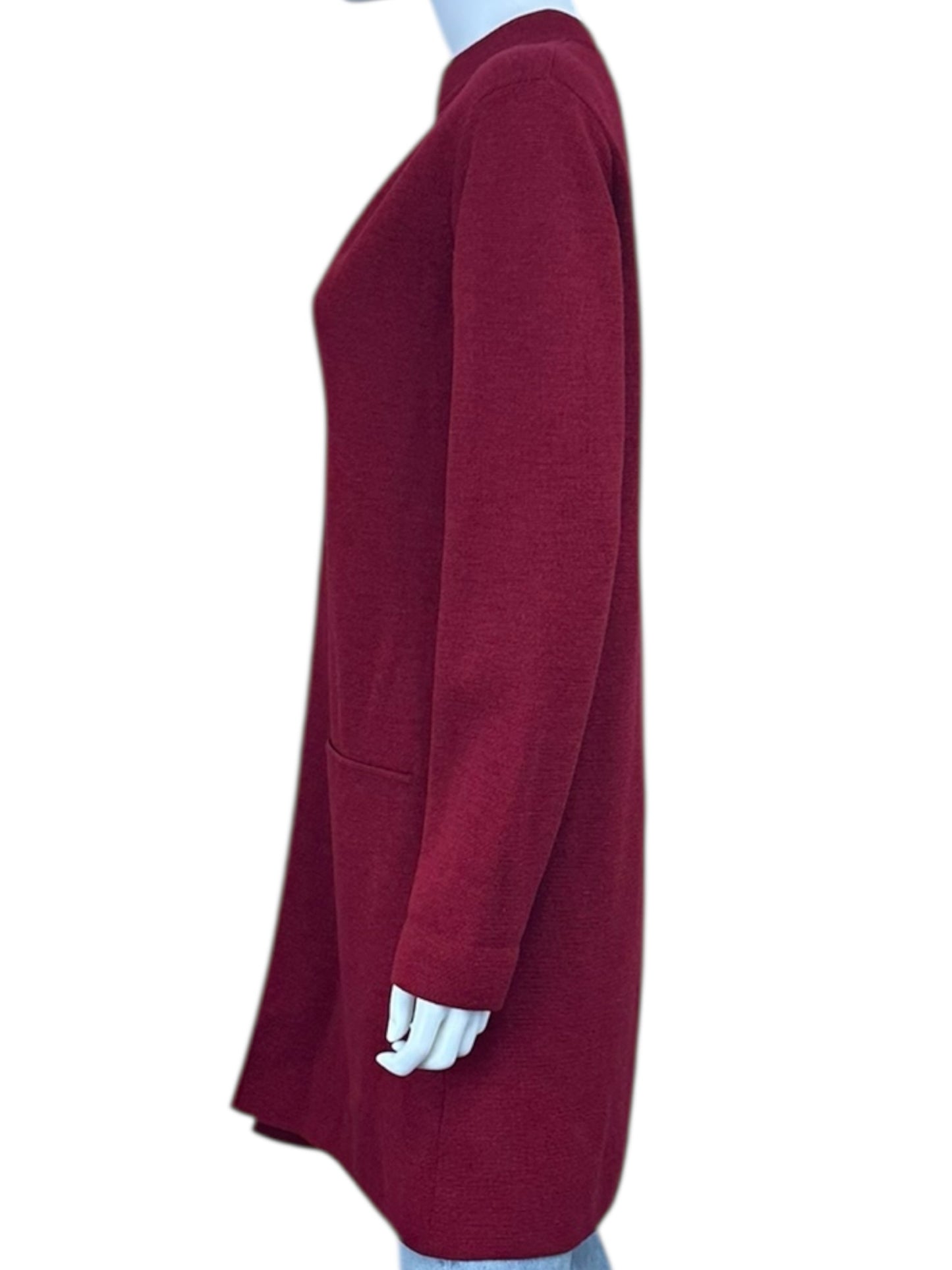 EILEEN FISHER Red 100% Wool Sweater Duster Cardigan Size M